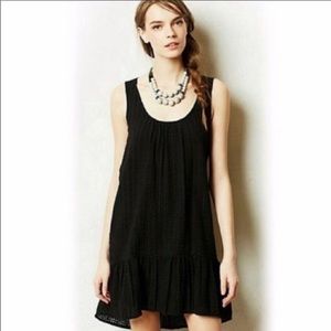 Anthropologie Mauve Black Drop Ruffle Dress